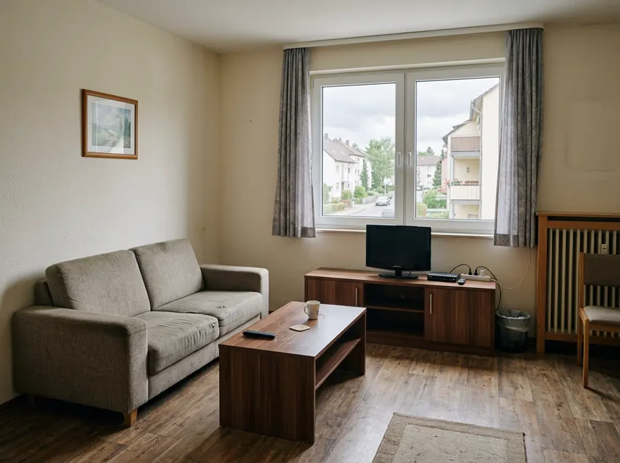 Wohnbereich eines Apartments mit Sofa